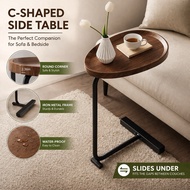 🇸🇬 C Shaped Side Table, Small C Table End Table for Sofa and Bedside, Couch Side Tables That Slide U