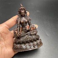Retro Green Tara Bodhisattva Gilt Buddha Statue Alloy Copper Home Ornaments Tibetan Home Tantric Wor