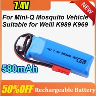 For Mini-Q Mosquito Vehicle for Weili K989 K969 1:28 Remote Control Car 7.4V 580mAh Li-Ion Rechargea