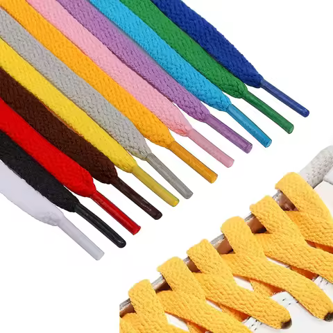1 Pair / AF1 Shoelaces Flat Thicken Weave Craft Off Black White Shoe Laces High-top Sneaker Shoelace