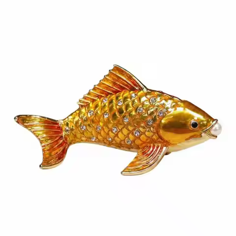 Hinged Ornamental Aquatic Creature Figurine Hand-Painted Enameled Aquatic