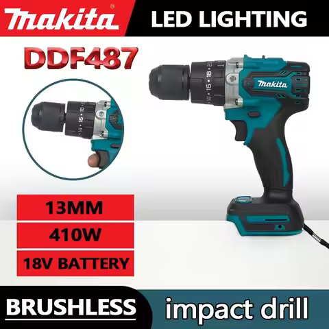 Makita 18V Screwdriver Brushless Electric Drill Impact Drill DDF487 13MM Of Decoration Team Power To
