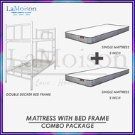 LaMoison COMBO SET Double Decker Bed Frame With 2 Pcs 5 Inch Single Mattress Katil Double Decker Set