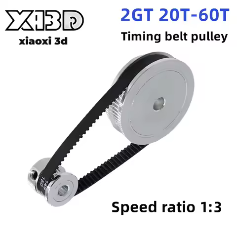 60T 20Teeth Belt Width 10mm 2GT Timing Belt Pulley Set Tensioning Wheel Bore 3~12mm Reduction 3:1GT2