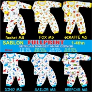 RAINBOW - BOYS' CUFFED SLEEVE SET CHILDREN'S CUFFED PAJAMA/ 1-4 YEARS