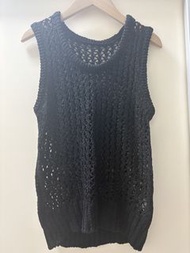 韓國製黑色鏤空針織背心(不包含裏面小背心）