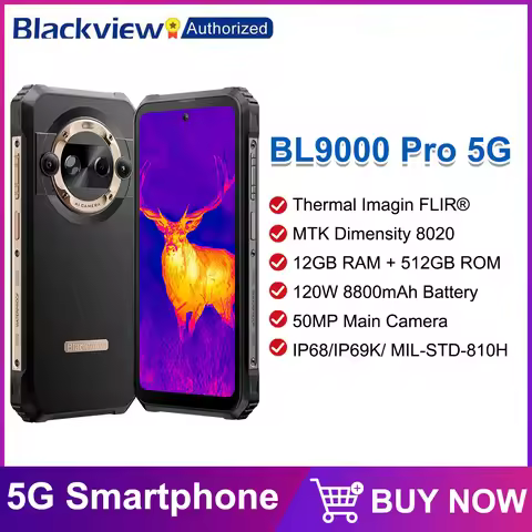 Blackview BL9000 PRO 5G Rugged Smartphone 6.78'' 2.4K 12GB 512GB Thermal Imaging Camera FLIR® 8800mA