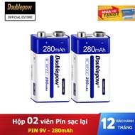 D03 Bộ Pin sạc 9V 6F22 Doublepow DP-B09 280mAh dùng cho Đàn Guitar Vuông Pin Sạc Đồng Hồ Vạn Năng