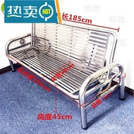 YQ Xiao He Stainless Steel Sofa Bed Dual-Use Multi-Functional Folding Couch Iron Single Bed Push-Pull Sofa Bed Office No
