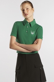 ESP เสื้อโปโลนิตเฟรนช์ชี่ ผู้หญิง สีเขียว | Frenchie Textured Polo Shirt | 06205