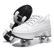 4 Wheel Retractable Wheels Roller Shoes for Boys Girls Dual Use Skate 4CMS