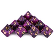 0-9 Numeric Dice Acrylic Diamond Rhombus Shape Dice Game Playing D10 Dice 10pcs