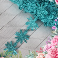HIJAU (Per Meter) RDB448 Beautiful Embroidered Lace Tosca Green Jasmine Motif 5Cm Width
