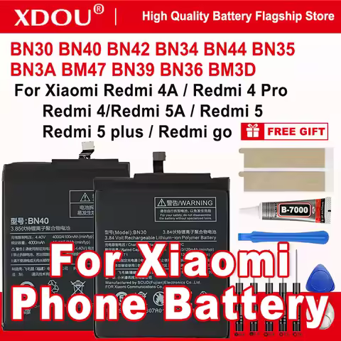 BN30 BN40 BN42 BN34 BN44 BN35 BN3A BM47 BN39 BN36 BM3D Battery For Xiaomi Redmi 4A/ 4 Pro/5A / 5 plu