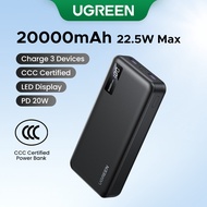 【3C Certification】UGREEN 20000mAh 3-Ports 3-Ports PD20W QC18W SCP22.5W Max Fast Charging Power Bank 