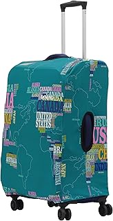 Polyester World Map Print Protective Soft Luggage Trolley Bag Cover (Fitts Only On Fabric/Soft Troll