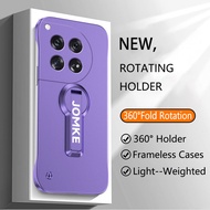 Ultra Thin Frameless Phone Cover Case For Oneplus 13 13R 12 12R 11 11R 10T Hard PC Rotating Holder M