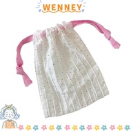 WEY Drawstring Bag, Portable Polka Dots Storage Bag, Simplicity Durable Dustproof Reusable Handbag L