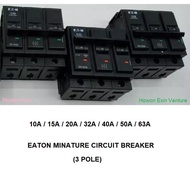 EATON MEM 10A 15A 20A 32A 40A 50A 63A 3 POLE 3P MCB 6KA (PLUG IN TYPE) CIRCUIT BREAKER - BLACK (HQPi