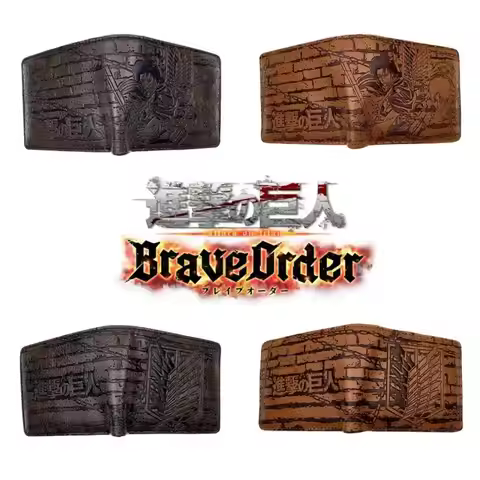 Anime Attack On Titan Eren Jaeger Mikasa Embossed Short Wallet Coin Purse Student Fashion Personalit