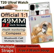 2024 Original 1:1 T20 Ultra 2 Bluetooth 5.3 Call Smart Watch Series 9 IWO With 4 Strap Watch 2.09 Inch HD Screen Watch Men Women Smart Watch Waterpoof Sport Watches For Samsung Huawei Xiaomi Realme