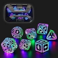 FONVGOGO Light Up Dice Set D&D for Dungeons and Dragons 4 in 1 Color, Cool LED DND Dice with Chargin