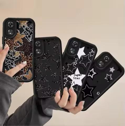 Korean Cute Y2k Star CaseFor OPPO A18 A38 A3 A5 A6 PRO A3X A5X A60 A58 A78 A94 A74 RENO 11F 12F 14 P