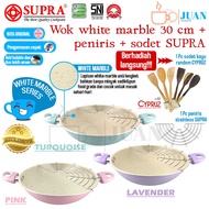 KAYU Supra wok 30cm white marble anti-Stick+wok pan Non Stick free Wooden Mortar