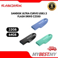 SanDisk Ultra Curve USB 3.2 CZ550 Flash Drive SDCZ550 (32GB/64GB/Max R: 100MB/s)