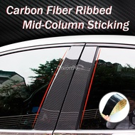 10Pcs Carbon Fiber Style Car Door Window Column BC Pillar Post Anti Scratch Sticker Mirror Effect Trim For Mazda 3 / Axela 2014 2015 2016 2017 2018 2019