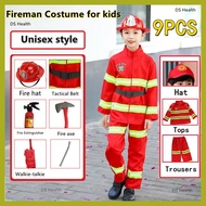 ▽ ✟ ❋ Fireman Costume for Kids Boys Firefighter Career Uniform Work Cosplay Role Play Girl Suit Clo