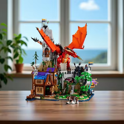 Game Dungeons & Dragons The Story of the Red Dragon House Model 3745Pcs Building Blocks Puzzle Toys 