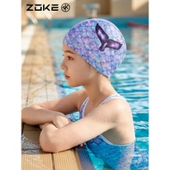 Zoke Knitted Swimming Cap Comfortable No Strangling Head zoke Children Swimming Training Adult Hair 