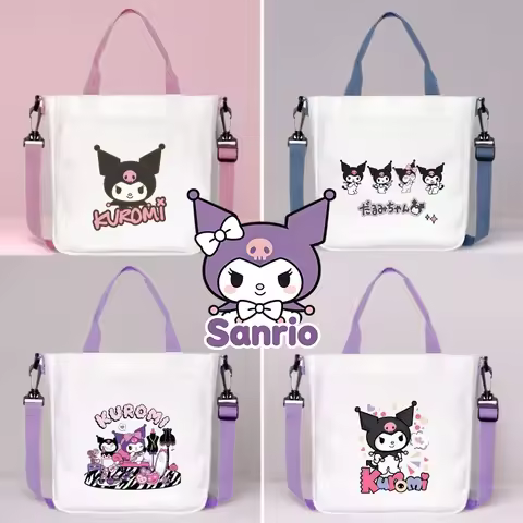 Sanrio Kuromi Shoulder Bag Cartoon Printed Handbag Women's Large Capacity Crossbody Bag Cute Handhel