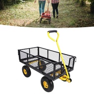 Steel Garden Cart 900 Lbs Heavy Duty Wagon with Removable Mesh Sides to Convert into Flatbed 408.2Kg