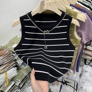 ZHELIHANGFEI Women's Sleeveless Tank Top with Stretchable Striped Design