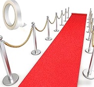 Red Carpet, 1 x 5 m Red Carpet Non-Slip Runner with 10 Metres Self-Adhesive Tape, 2 mm Thick Red Car