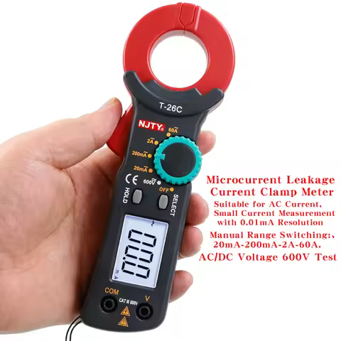 NJTY T26 Electrician-Specific Leakage Current Clamp Meter Electrician Microcurrent Meter (MA, µA) Te