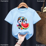 New Childern Tshirt Funny Penguin Pattern Print Tshirt Female Fashion Harajuku 00s Girl Tshirt Summe