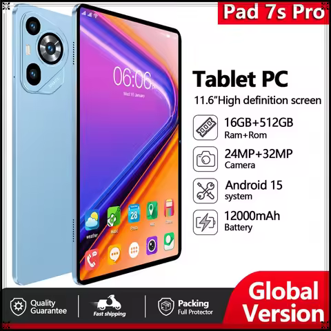 Pad 7s Pro 22GB+2TB 11.6 Inch Original Global Edition Tablet PC Android 15 Tablets 5G Dual SIM 12000