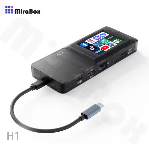 Mirabox H1 Stream Deck 8-in-1 Type-C Network Port Visual Docking Station Streamdeck Macropad Keypad 