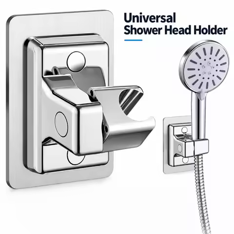 Shower Head Holder 360° Adjustable Wall Mounted Shower Holders Self-Adhesive Shower Head Handheld Br