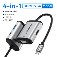 Vention 4 in 1 USB C HUB 4K Type C to HDMI VGA USB3.0 PD 87W Multiport Adapter for MacBook PC iPad