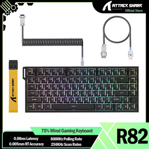 ATTACK SHARK R82 HE Wired 75% Gaming Keyboard, Magnetic Switch, 8K Hz Polling Rate, Ultra-Precision 