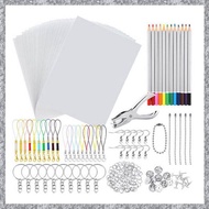 (TFAW) 198 PCS Shrinky Art Paper Heat Shrink Sheet Plastic Kit Hole Punch Keychains Pencils DIY Draw