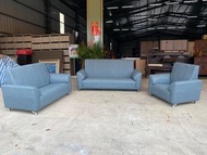 大慶二手家具 新品巧達藍灰色3+2+1柔韌布皮沙發/客廳沙發/辦公沙發/多件組沙發/皮沙發/耐磨皮沙發
