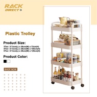 𝐑𝐚𝐜𝐤 𝐃𝐢𝐫𝐞𝐜𝐭 3/4/5 Tier Plastic Trolley Multifunction Storage Trolley Rack Office Shelves Kitchen Rack With Plastic Wheel