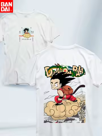 Dragon Ball Z Kid Goku Nimbus Cloud Print T Shirt Men 2026 Summer White Oversized Tee Anime Streetwe