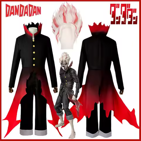Anime Dandadan Ken Takakura Ken Okarun Cosplay Costume Turbo Granny Mode High Necked Trench Coat Red