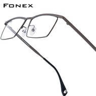 FONEX Pure Titanium Eyeglasses Frame Men Brand Design Square Glasses Ultralight-Weight Korean Japane